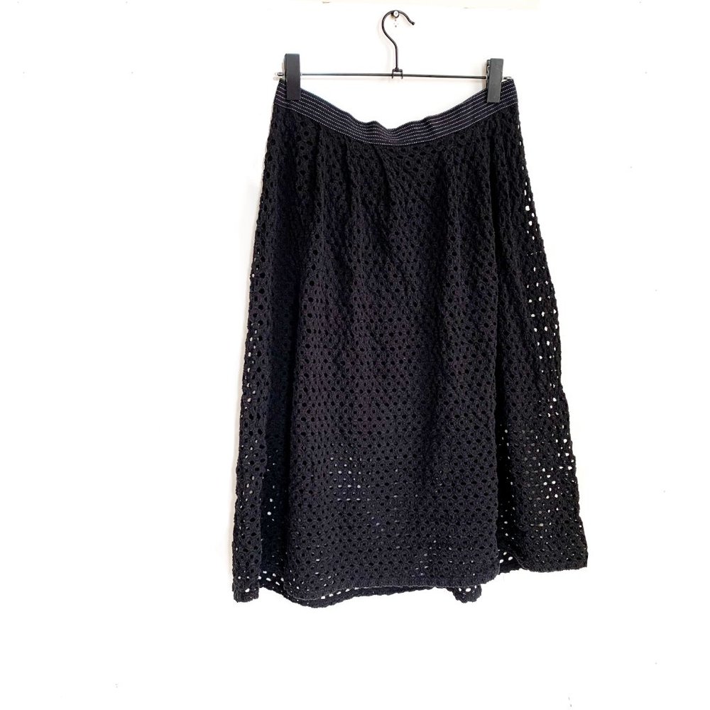 anthropologie weston black eyelet midi skirt L - Picture 8 of 8